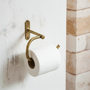 Antique Brass Toilet Paper Holder – Wall Mounted Vintage Bathroom Roll Hook - Zayian