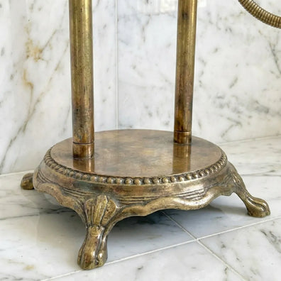 Vintage Antique Brass Freestanding Tub Filler with Handheld Shower - Solid Brass Floor Mount Bathtub FaucetVintage Antique Brass Freestanding Tub Filler with Handheld Shower
