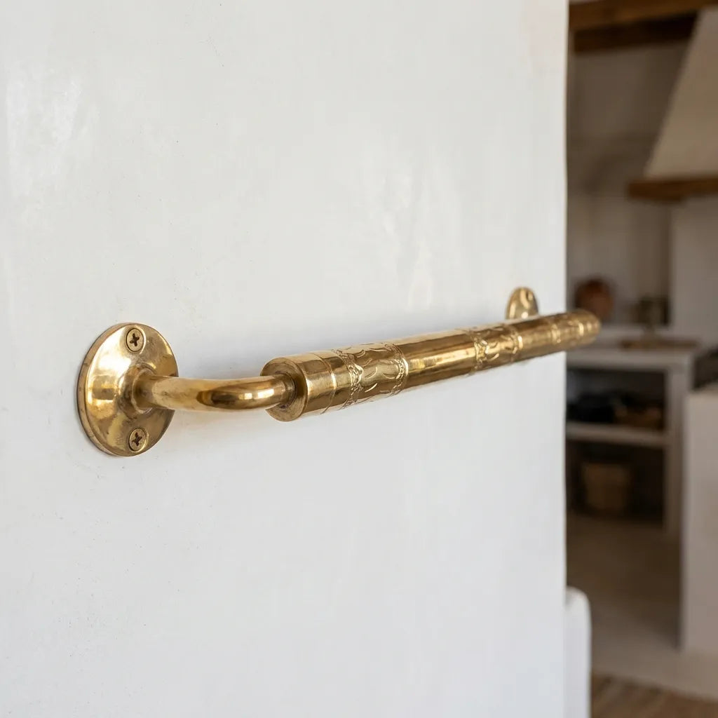 Engraved Solid Brass Towel Bar For Bathroom