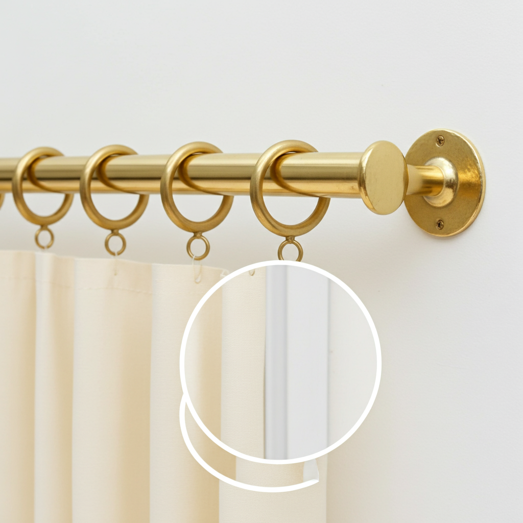 Solid Unlacquered Brass Curtain Rod – Wall Mount Window Hanging Bar with Rings - Zayian