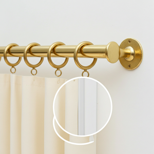 Solid Unlacquered Brass Curtain Rod – Wall Mount Window Hanging Bar with Rings - Zayian