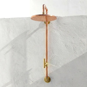 Outdoor Copper Rain Shower System with Single Handle - Wall Mounted Luxury Shower FixtureOutdoor Copper Rain Shower System with Single Handle - Wall Mounted Luxury Shower Fixture