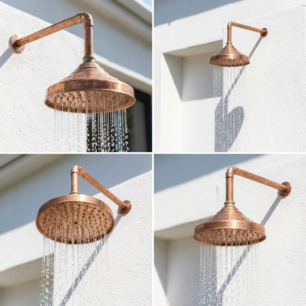Unlacquered Copper Showerhead - Natural Copper Rain Shower Head - Zayian