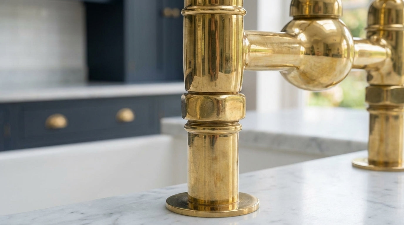 Luxury Unlacquered Brass Bridge Faucet Island Kitchen - Zayian