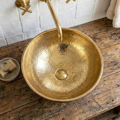 Handmade Vanity Basin Round Sink - Black Brass Bathroom Vessel SinkBlack Brass Bathroom Vessel Sink - Handmade Round Vanity Sink