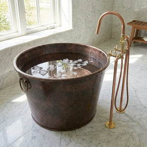 Hand-Hammered Copper Ice Bath Tub - Luxury Cold Plunge Soaking Tub for Bathroom & SpaHand-Hammered Copper Ice Bath Tub - Luxury Cold Plunge Soaking Tub 