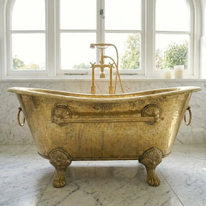 Vintage Solid Brass Clawfoot Bathtub - Handcrafted Antique TubVintage Solid Brass Clawfoot Bathtub - Handcrafted Antique Tub