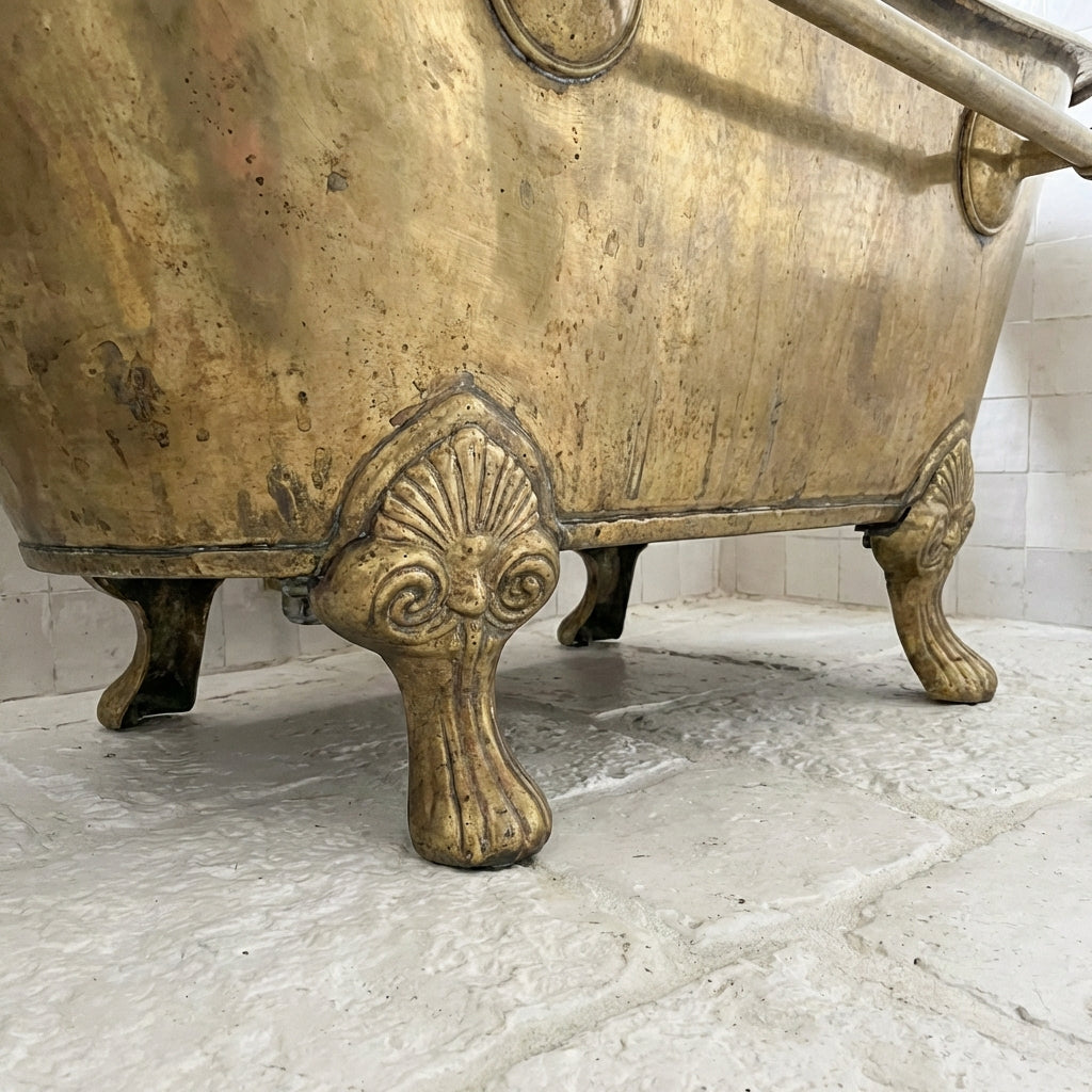 Vintage Solid Brass Clawfoot Bathtub - Handcrafted Antique TubVintage Solid Brass Clawfoot Bathtub - Handcrafted Antique Tub