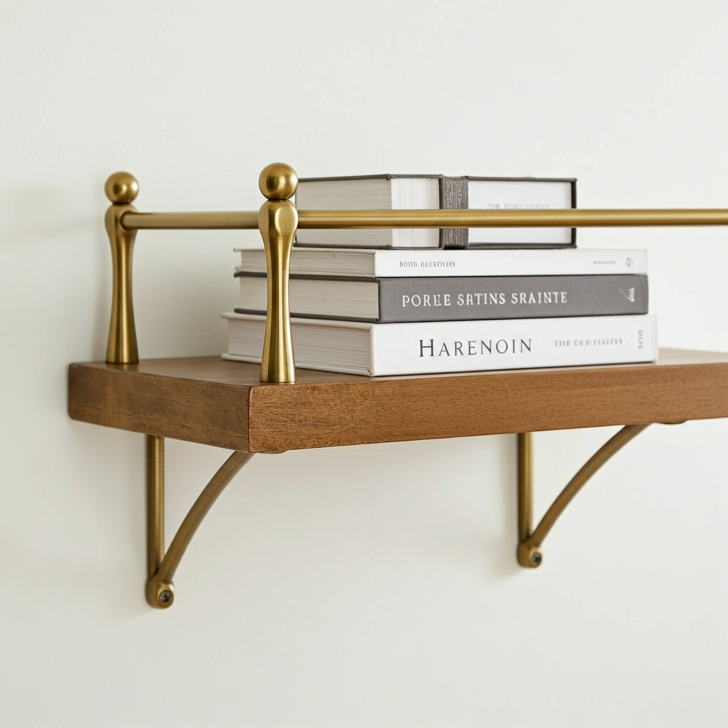 Gallery Shelf Rails Solid Brass Gallery Rail – Unlacquered Brass Shelf Railing for Cabinets ...
