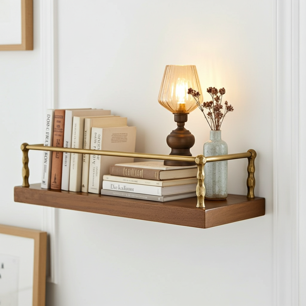 Artisanal Unlacquered Brass Gallery Rail