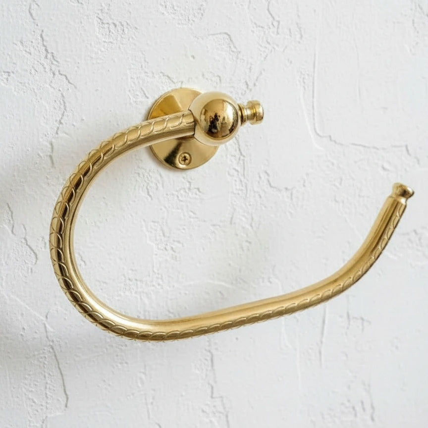 Engraved Brass Toilet Paper Holder | Handmade Wall Mounted Bathroom Hardware