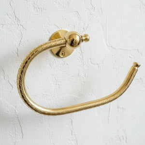Engraved Brass Toilet Paper Holder | Handmade Wall Mounted Bathroom Hardware