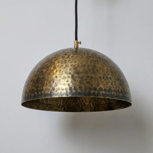 Hammered Brass Dome Pendant Light – Antique Aged Ceiling Lamp Kitchen Island, Dining Room & Bar