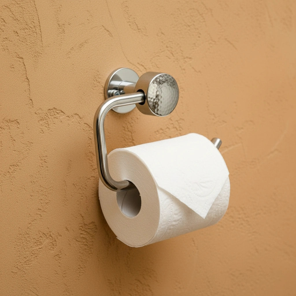 Hammered Chrome Toilet Paper Holder