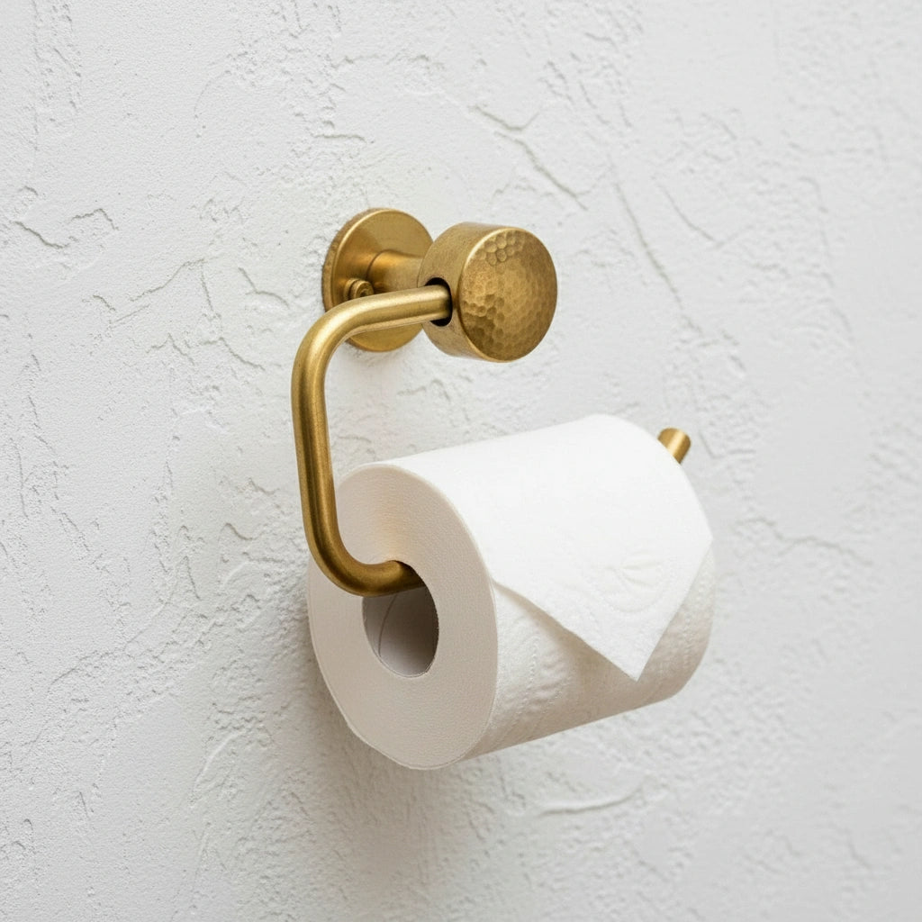 Hammered Solid Brass Toilet Paper Holder