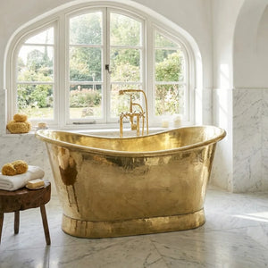 Handmade Solid Brass Freestanding Bathtub - Luxury Hammered Soaking TubLuxury Handmade Brass Freestanding Bathtub | Hammered Soaking Tub