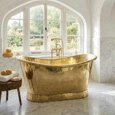Handmade Solid Brass Freestanding Bathtub - Luxury Hammered Soaking TubLuxury Handmade Brass Freestanding Bathtub | Hammered Soaking Tub