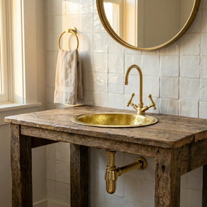 Handcrafted Hammered Brass Sink – Luxury Unlacquered Bathroom Basin
