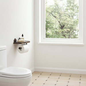 Handmade Aged Copper Toilet Paper Holder with Shelf