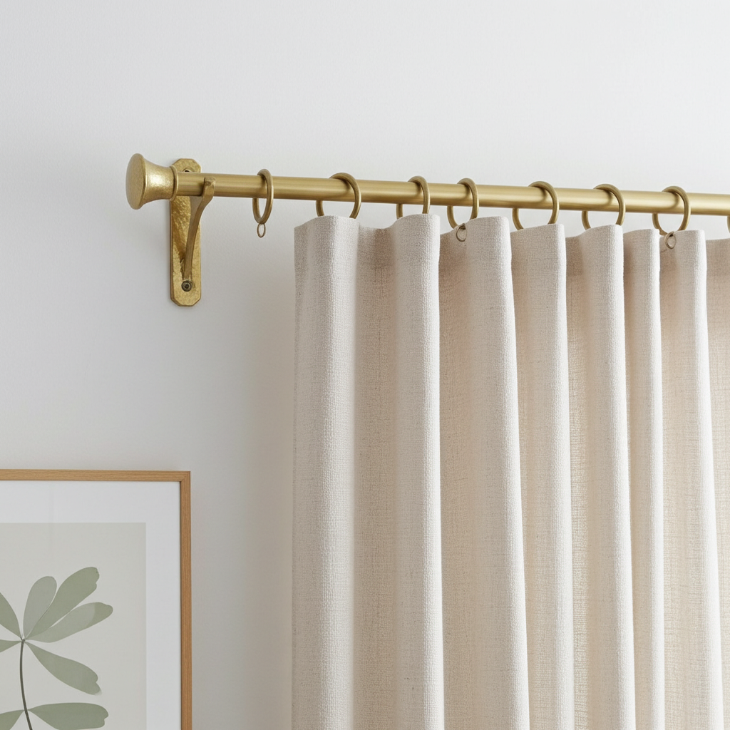Handmade Unlacquered Brass Curtain Rod