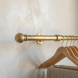 Unlacquered Brass Closet Rod - Wall Mounted Vintage Clothes RailUnlacquered Brass Closet Rod | Wall Mounted Vintage Clothes Rail
