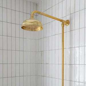 Unlacquered Brass Shower System – Wall Mount Mixer with Handheld - Zayian