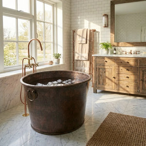 Hand-Hammered Copper Ice Bath Tub - Luxury Cold Plunge Soaking Tub for Bathroom & SpaHand-Hammered Copper Ice Bath Tub - Luxury Cold Plunge Soaking Tub 