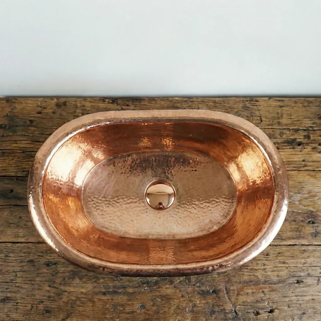 Luxury Green Patina Copper Vessel Sink – Handcrafted Oxidized Tub Basin