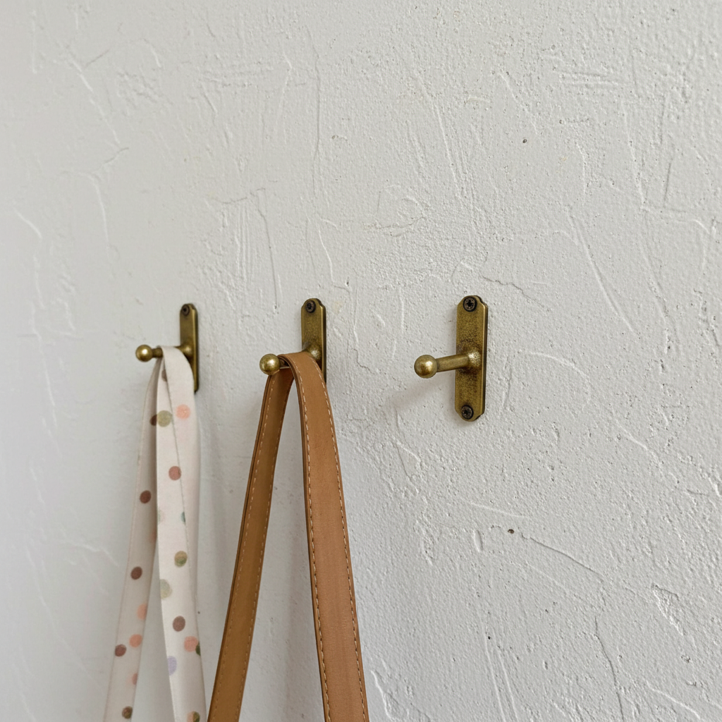 Minimalist Solid Brass Wall Hooks – Vintage Bronze Coat & Bag Hangers - Zayian