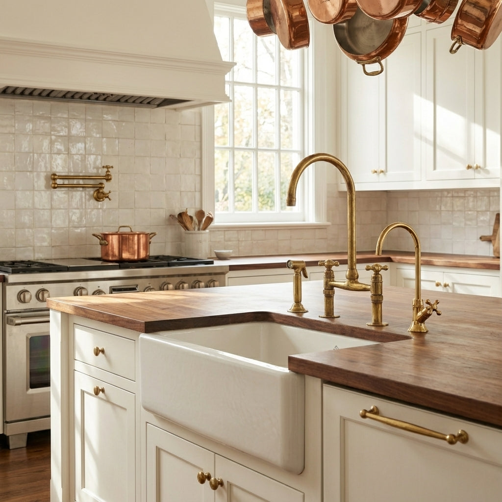 Unlacquered Brass Pot Filler Lever Handles - Zayian