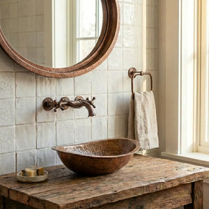Round Hammered Copper Sink