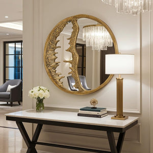 Sculptural Brass Wall Mirror