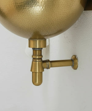 Hammered Solid Brass Wall Sink – Unlacquered Bathroom Basin with Faucet - Zayian