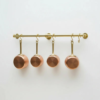 Solid Brass Wall Mounted Kitchen Rail - Hanging Rod with HooksSolid Brass Kitchen Rail - Wall Mounted Hanging Rod with Hooks