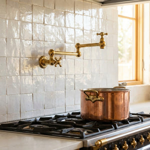 Unlacquered Brass Pot Filler – Wall Mounted Swing Arm Faucet - Zayian