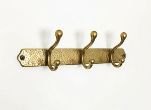 Hammered Solid Brass Wall Hooks – Handmade Unlacquered Coat Rack - Zayian