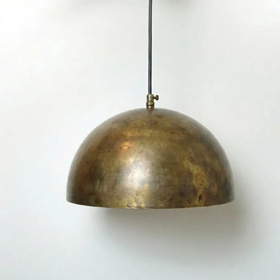Unlacquered Brass Kitchen Island Pendant Light - Handcrafted Aged Brass Dome Ceiling FixtureUnlacquered Brass Kitchen Island Pendant Light - Handcrafted Lamp