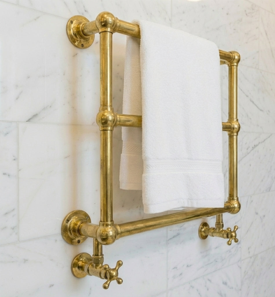 Unlacquered Brass Wall Mounted Towel Warmer Rail 