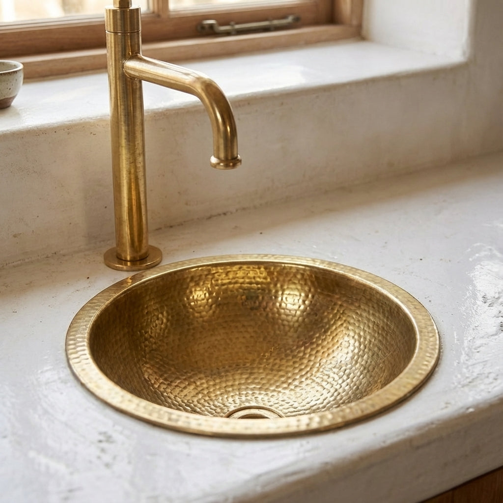 Victorian Style Brass Bathroom Faucet – Unlacquered Solid Brass Sink Tap - Zayian