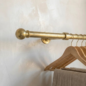 Unlacquered Brass Closet Rod - Wall Mounted Vintage Clothes RailUnlacquered Brass Closet Rod | Wall Mounted Vintage Clothes Rail