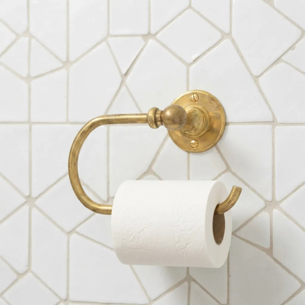 Unlacquered Brass Toilet Paper Holder - Vintage Wall Mount BarUnlacquered Brass Toilet Paper Holder | Vintage Wall Mount