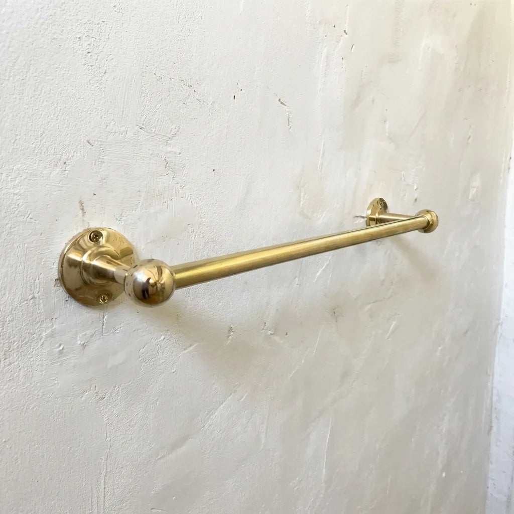 Unlacquered brass towel rail wall mounted solid brass bathroom towel bar with natural patina