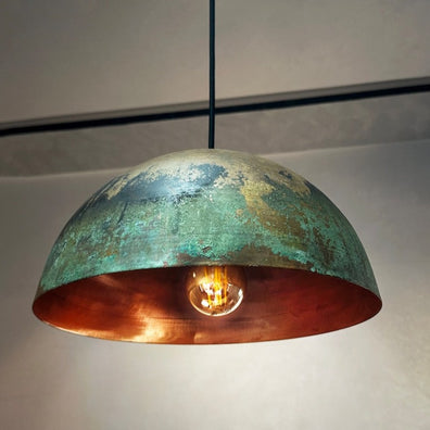 Handcrafted Copper Island Kitchen Lighting, Copper Dome Pendant Light FixtureHandcrafted Copper Island Kitchen Lighting, Copper Dome Pendant Light Fixture