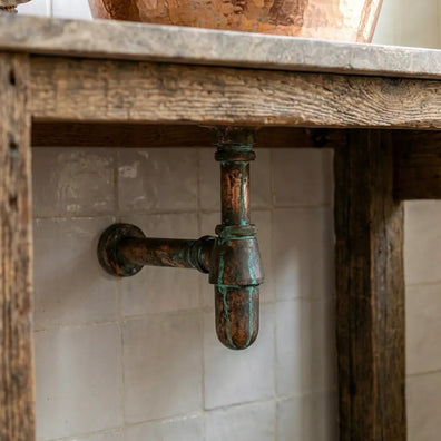 Unlacquered Solid Brass Bottle Trap - Vintage Exposed Sink Drain for Bathroom VanityUnlacquered Solid Brass Bottle Trap | Exposed Vintage Sink Drain