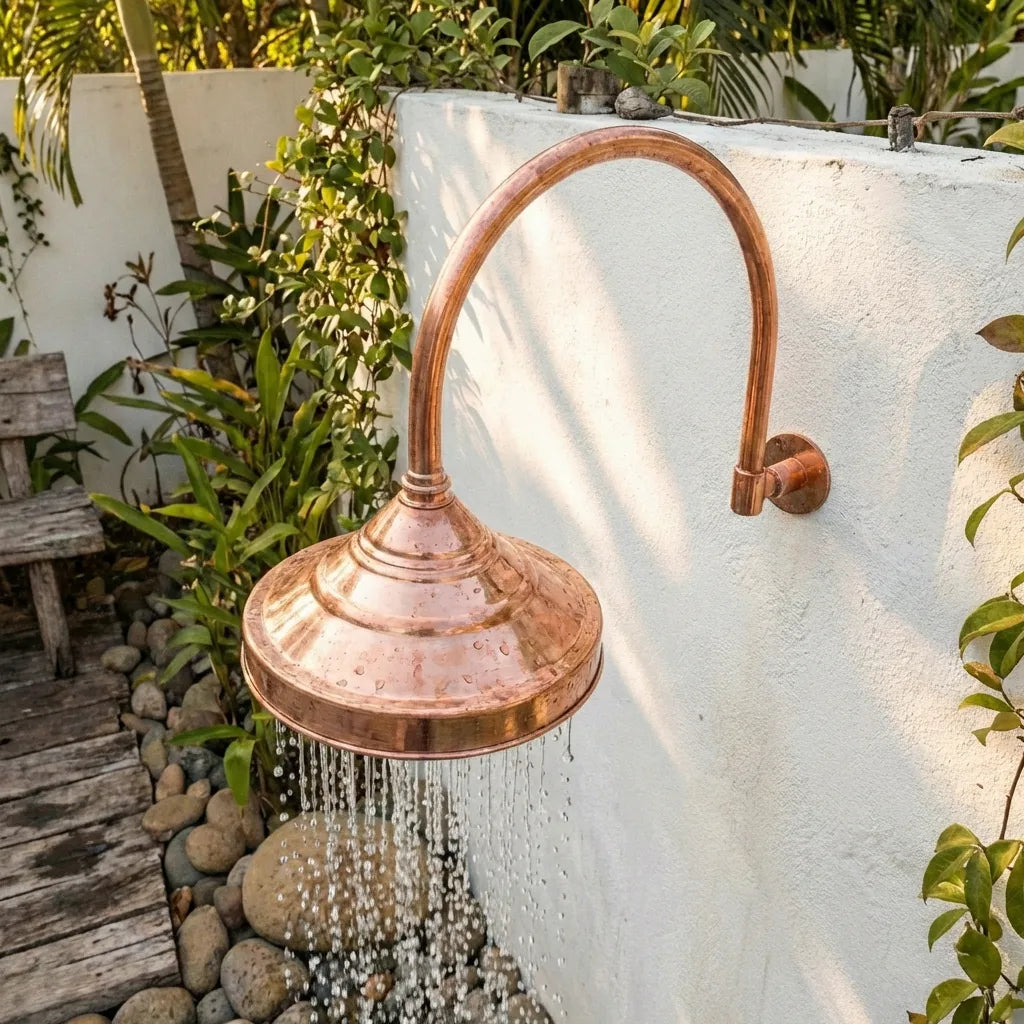 Round Shower Head In Pure Copper, Outdoor and Indoor showerhead