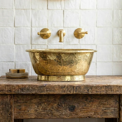 Brass Bathroom Wash Basin- Hand-Hammered Vessel Sink Tub.Hand-Hammered Brass Bathroom Wash Basin | Vessel Sink Tub 
