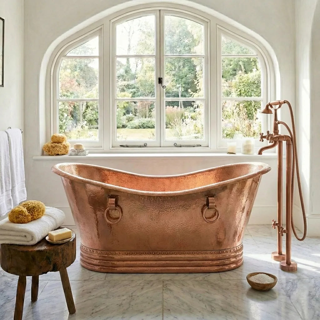 Hammered Copper Bathtub - Solid Hammered Copper Soaking Tub