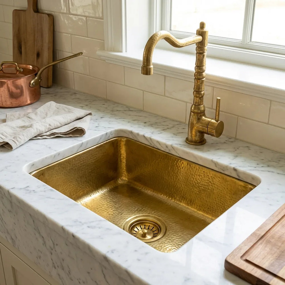 Unlacquered Brass Undermount Bar sink Including drain Unlacquered Brass Undermount Bar Sink - Durable and Stylish with Included Drain