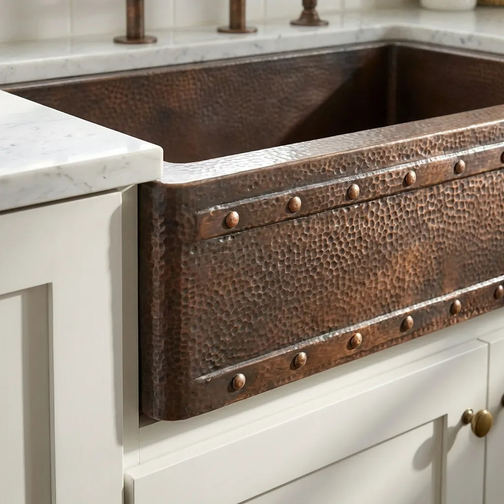 Dual Mount Copper Kitchen Farmhouse Apron Sink-Zinnia