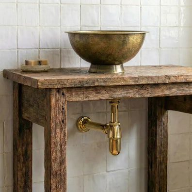 Antique Hammered Brass Vessel Sink Top Mount Bathroom VanityVintage Charm: Hammered Brass Sink | Satisfied or Refunded